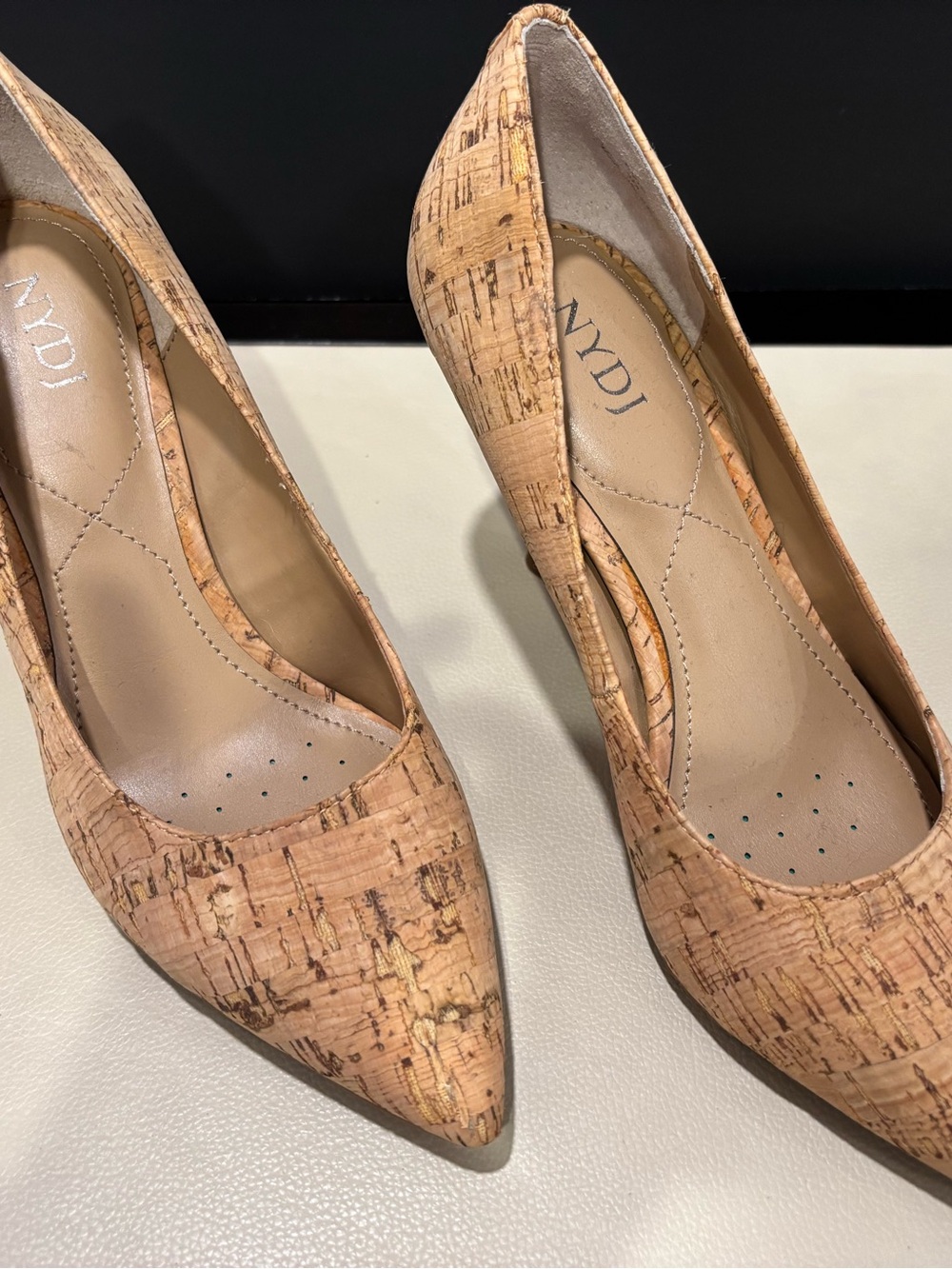 NYDJ Cork Pumps Pointed-Toe Never Worn- Tan 2" Heel, Business Casual Wedding - Picture 2 of 4